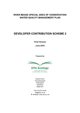 River Mease SAC Developer Contribution Scheme June 2016