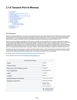 2.1.6 Tanzania Port of Mwanza