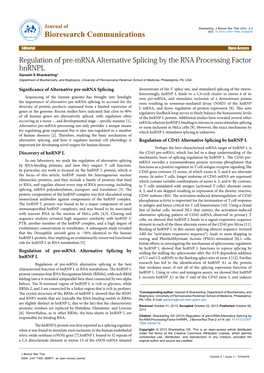 Regulation of Pre-Mrna Alternative Splicing by the RNA Processing