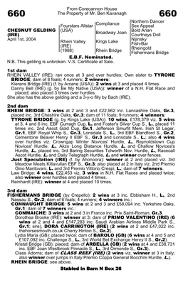 From Corecannon House the Property of Mr. Ben Kavanagh Compliance Northern Dancer Sex Appeal Fourstars Allstar