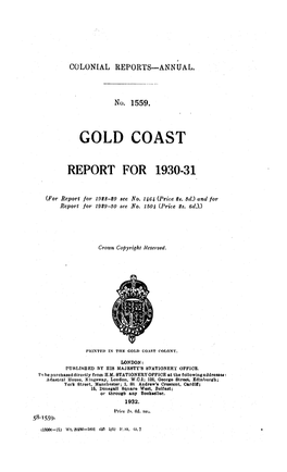 Annual Reports of the Colonies, Gold Coast, 1930-31