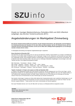 Angebotsänderungen Im Marktgebiet Zimmerberg