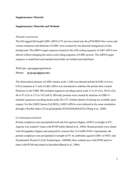 (375 Aa) Was Cloned Into the Pym-IRES-Neo Vector and Various Mutations and Deletions of LDB1 Were Created (By Site Directed Mutagenesis) in This Background