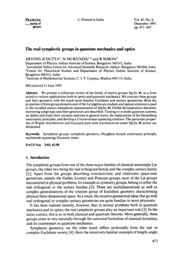 The Real Symplectic Groups in Quantum Mechanics and Optics