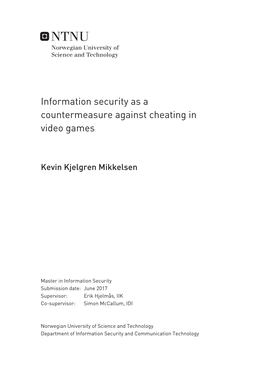 Information Security As a Countermeasure Against Cheating in Video Games