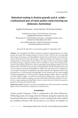 Matutinal Mating in Aeshna Grandis and A. Viridis 1St December 2017207