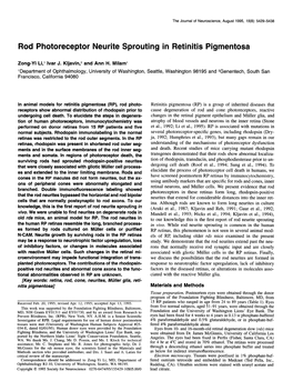 Rod Photoreceptor Neurite Sprouting in Retinitis Pigmentosa