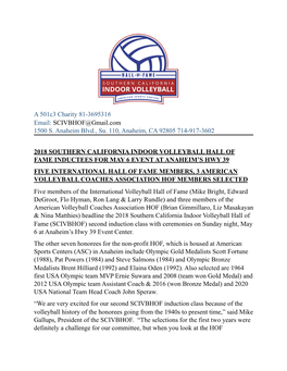 2018 SCIVBHOF INDUCTEES PRESS RELEASE 1-18 1.Pages