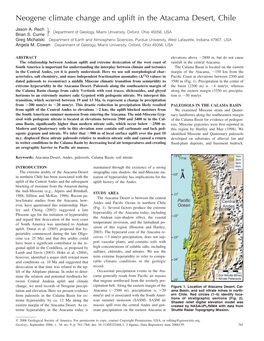 Neogene Climate Change and Uplift in the Atacama Desert, Chile