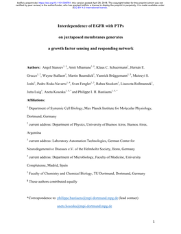 Interdependence of EGFR with Ptps on Juxtaposed Membranes