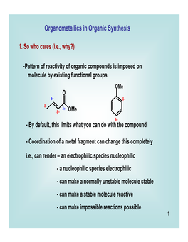 Organometallics in Organic Synthesis