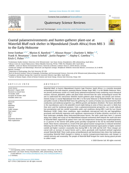 South Africa) from MIS 3 to the Early Holocene