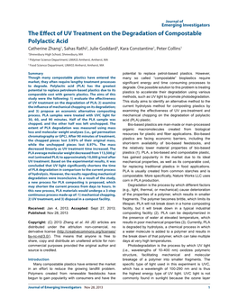 The Effect of UV Treatment on the Degradation of Compostable