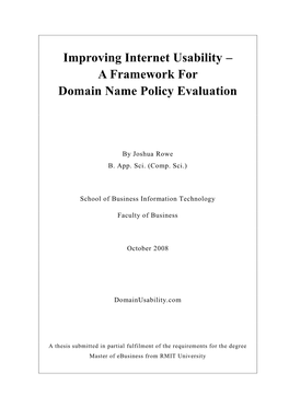 Improving Internet Usability – a Framework for Domain Name Policy Evaluation