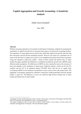 Capital Aggregation and Growth Accounting: a Sensitivity Analysis