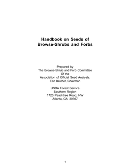 Handbook on Seeds of Browse-Shrubs and Forbs