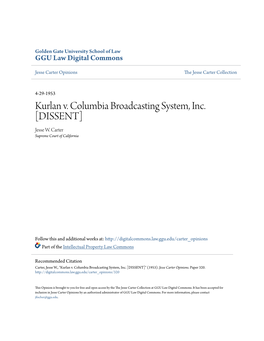 Kurlan V. Columbia Broadcasting System, Inc. [DISSENT] Jesse W