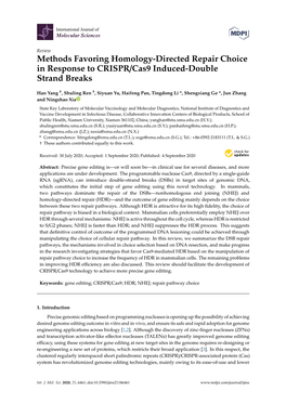 Methods Favoring Homology-Directed Repair Choice in Response to CRISPR/Cas9 Induced-Double Strand Breaks