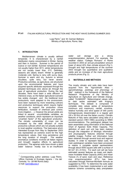 P1.41 1. INTRODUCTION Mediterranean Climate Is Usually