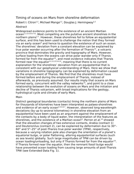 Timing of Oceans on Mars from Shoreline Deformation Robert I