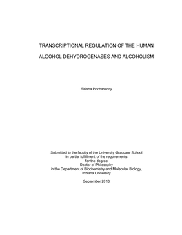 Transcriptional Regulation of the Human Alcohol