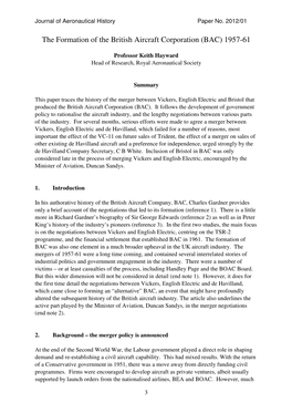 The Formation of the British Aircraft Corporation (BAC) 1957-61