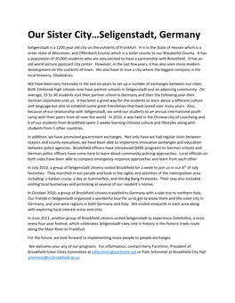 Our Sister City…Seligenstadt, Germany