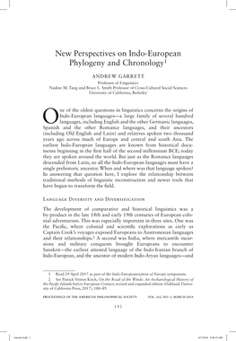 New Perspectives on Indo-European Phylogeny and Chronology1