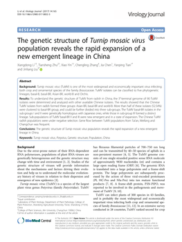 The Genetic Structure of Turnip Mosaic Virus Population Reveals the Rapid