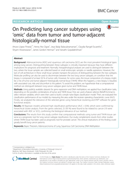 On Predicting Lung Cancer Subtypes Using