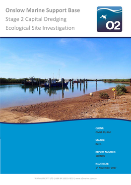 Onslow Marine Support Base Stage 2 Capital Dredging Ecological Site Investigation