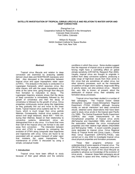 Satellite Investigation of Tropical Cirrus Lifecycle and Relation to Water Vapor and Deep Convection