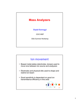 Mass Analyzers Ion Movement