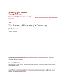 The Business of Democracy Is Democracy