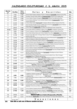 Calendario Ciclot 2015