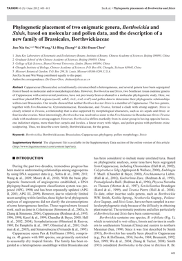 Phylogenetic Placement of Two Enigmatic Genera, Borthwickia And