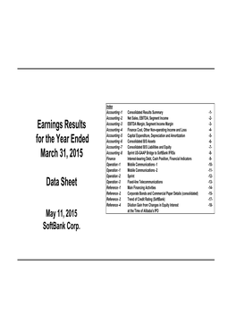 Earnings Results for the Fiscal Year Ended March 31, 2015 Data