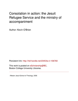 The Jesuit Refugee Service and the Ministry of Accompaniment