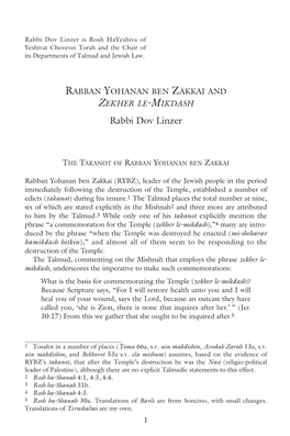 Rabbi Dov Linzer Is Rosh Hayeshiva of Yeshivat Chovevei Torah and the Chair of Its Departments of Talmud and Jewish Law