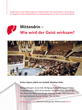 Sonderseiten Zu Den Mitteilungen Der Anthroposophischen Gesellschaft in Deutschland, Zur Ausgabe 11/2013, Dokumentation Zur Jahrestagung Vom 27