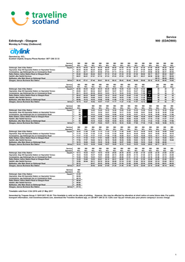 Service Edinburgh - Glasgow 900 (EDAO900) Monday to Friday (Outbound)