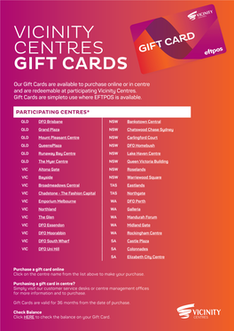 Vicinity Centres Gift Cards