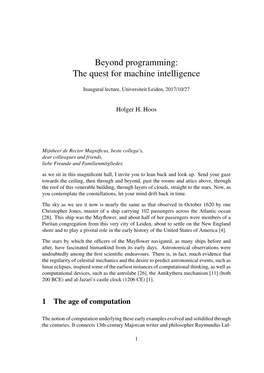 Beyond Programming: the Quest for Machine Intelligence