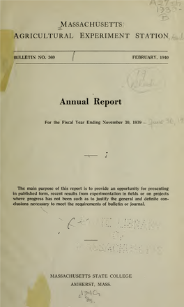 Massachusetts Agricultural Experiment Station Annual Reports, 1939-1952