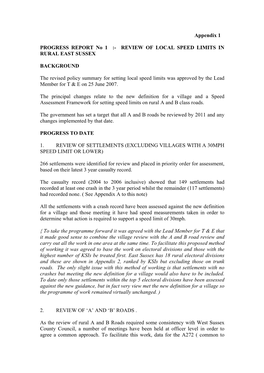 Review of Local Speed Limits in the Rural Area