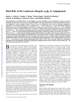 Angiogenesis In2 Β M Α Dual Role of the Leukocyte Integrin