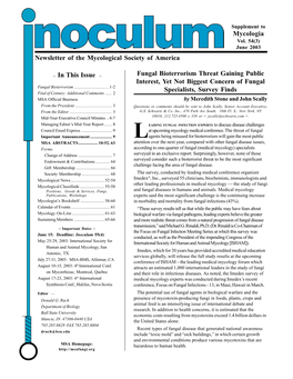 June 2003 Newsletter of the Mycological Society of America