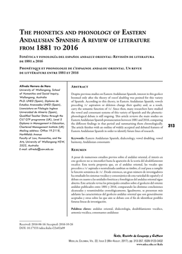 The Phonetics and Phonology of Eastern Andalusian Spanish