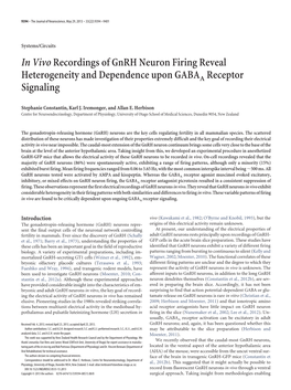 In Vivorecordings of Gnrh Neuron Firing Reveal Heterogeneity And