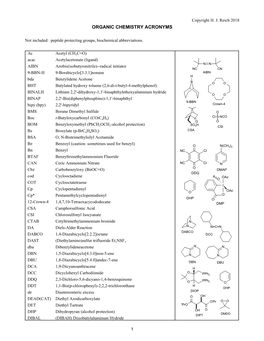 Organic Chemistry Acronyms